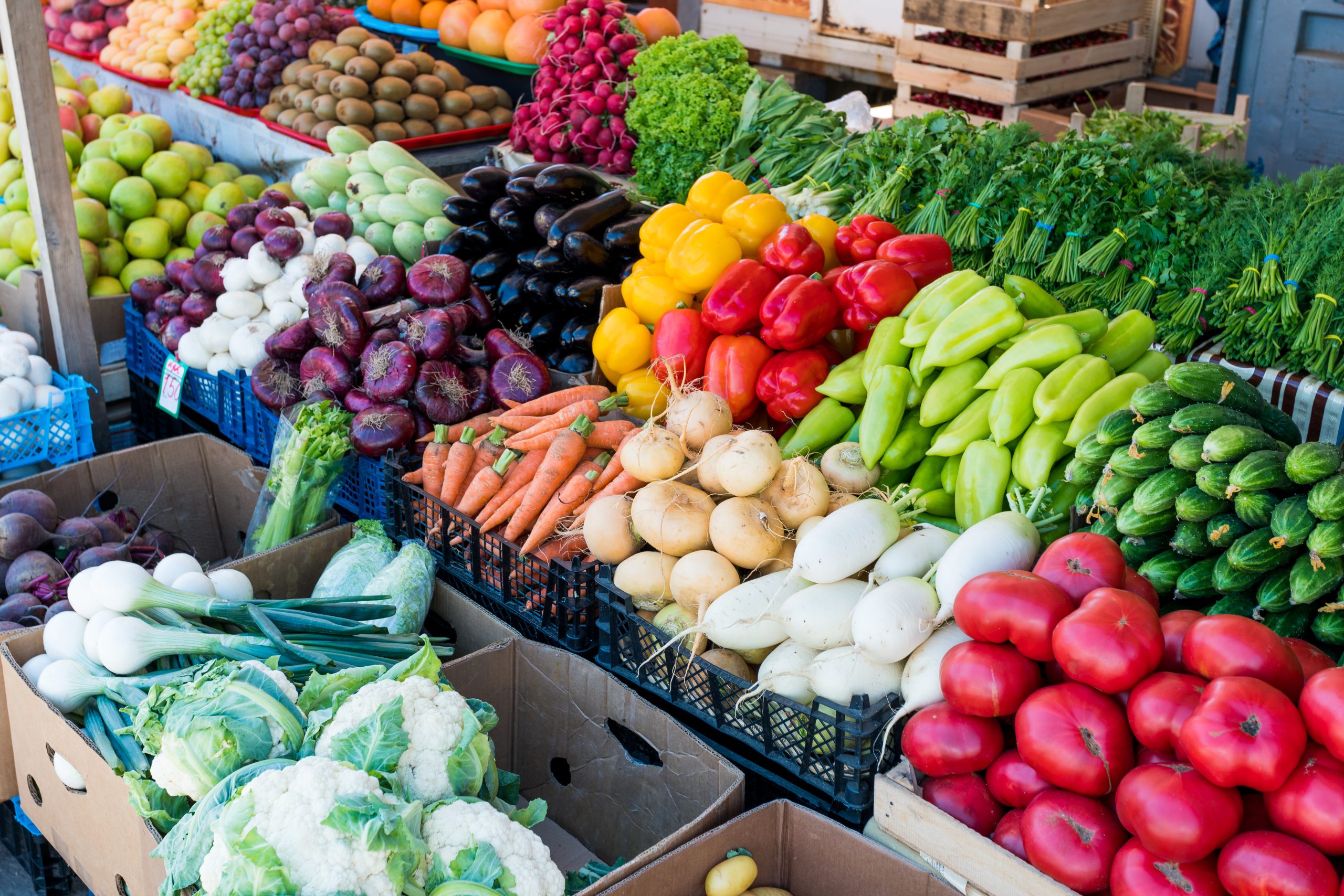 Fresh and organic vegetables at farmers market Fresh and organic vegetables at farmers market